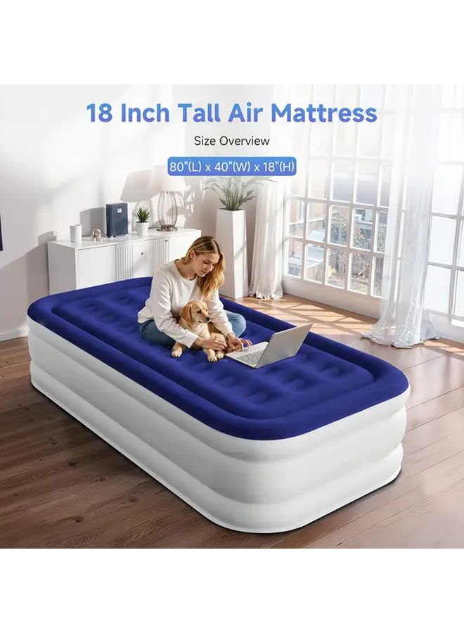 18 Inch Raised Air Mattress for Guest Double High Inflatable Blow Up Bed Twin Foldable Portable - Image 1