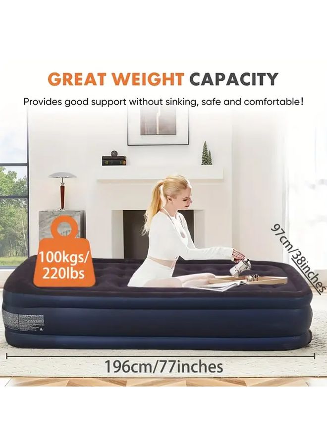 18 Inch Raised Air Mattress for Guest Double High Inflatable Blow Up Bed Twin Foldable Portable - Image 5