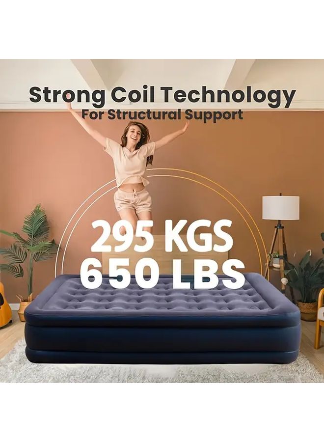 18 Inch Raised Air Mattress for Guest Double High Inflatable Blow Up Bed Twin Foldable Portable - Image 2