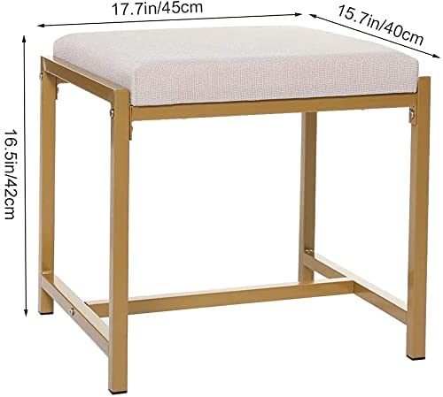 Generic Indian Decor. 37050 Large Vanity Stool with Metal Legs, Cushion Vanity Chair, Dressing Makup Stool Bench, Vanity Seat for Bedroom, Living Room, Bathroom Ottoman, for Women, Girl, Mom, Mother - Image 3