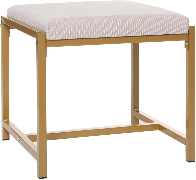 Generic Indian Decor. 37050 Large Vanity Stool with Metal Legs, Cushion Vanity Chair, Dressing Makup Stool Bench, Vanity Seat for Bedroom, Living Room, Bathroom Ottoman, for Women, Girl, Mom, Mother - Image 1