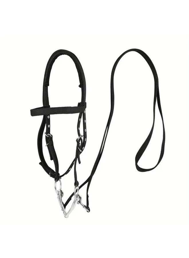 لجام الحصان الأزرق حبل اللجام أحكام متينة من البولي فينيل كلوريد غرز معززة تصميم مريح للمهور الصغيرة ملحقات معدات الفروسية التدريب - Image 5