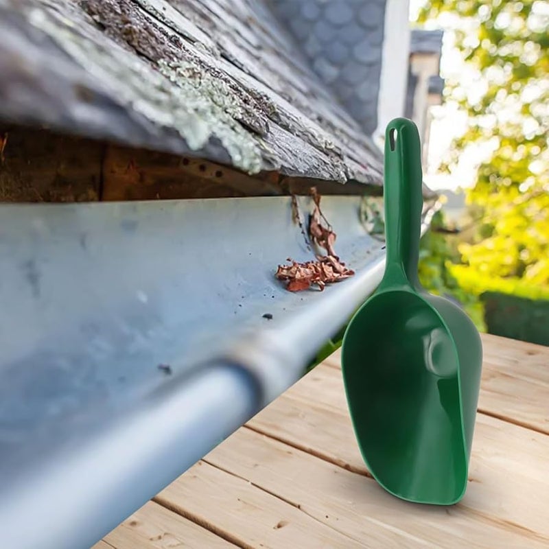 أداة تنظيف مزراب السقف البلاستيكي الأخضر مع مقبض عالي ولسان ممتد - Image 3