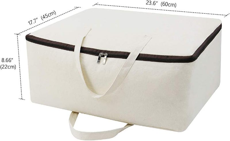 Metsi storage bags for clothes large with Handles Breathable Canvas Soft under bed storage organizer box help in Organizing Clothes and More Beige Pack of 2 - Image 3