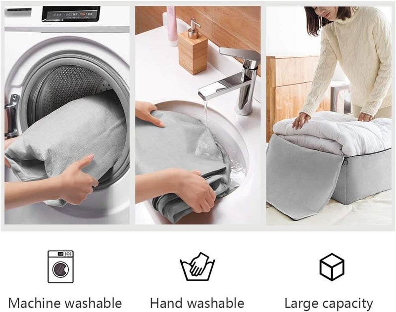 Metsi storage bags for clothes large with Handles Breathable Canvas Soft under bed storage organizer box help in Organizing Clothes and More Beige Pack of 2 - Image 2