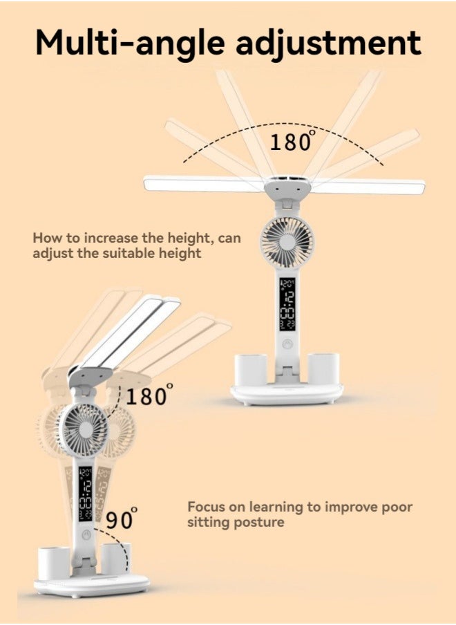 M MIAOYAN Eye protection fan desk lamp study office lamp double rocker desk lamp pen holder reading lamp  - Image 2