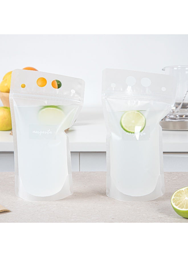 Restaurantware 1.9 x 1 Inch Margarita Juice Bottle Labels, 100 Self-Adhesive Labels For Bottles - Resists Condensation, For Drink Pouches, Clear With White Font Plastic Water-Resistant Labels  - Image 3