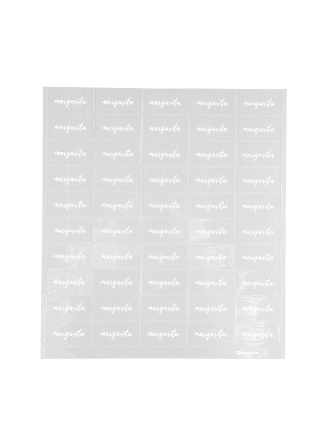 Restaurantware 1.9 x 1 Inch Margarita Juice Bottle Labels, 100 Self-Adhesive Labels For Bottles - Resists Condensation, For Drink Pouches, Clear With White Font Plastic Water-Resistant Labels  - Image 2
