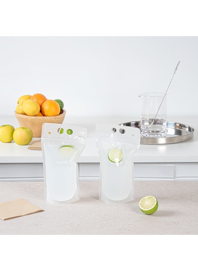 Restaurantware 1.9 x 1 Inch Margarita Juice Bottle Labels, 100 Self-Adhesive Labels For Bottles - Resists Condensation, For Drink Pouches, Clear With White Font Plastic Water-Resistant Labels  - Image 4