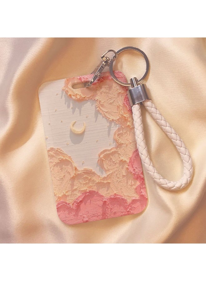 NIBEMINENT 1 - Piece The World Of Oil Painting Kpop Photo Card Holder Pendant Key Chain ID Badge Holder ID Card Holder Photo Card Protector for School ID Office ID Access Card for Women Girls - Image 1