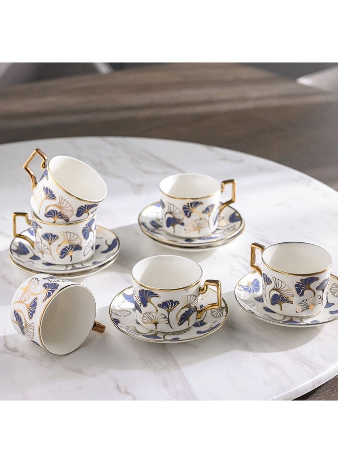 Majestic - Majestic Ginkgo 12 Piece New Bone China Coffee Cup Set Elegant and Durable Coffee Cups Perfect for Coffee Tea and Gifting Stylish Set for Home or Office Use 200 ml Serve 6 - Image 1