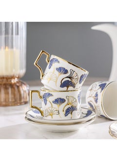 Majestic Majestic Ginkgo 12 Piece New Bone China Coffee Cup Set Elegant and Durable Coffee Cups Perfect for Coffee Tea and Gifting Stylish Set for Home or Office Use 200 ml Serve 6  - Image 4