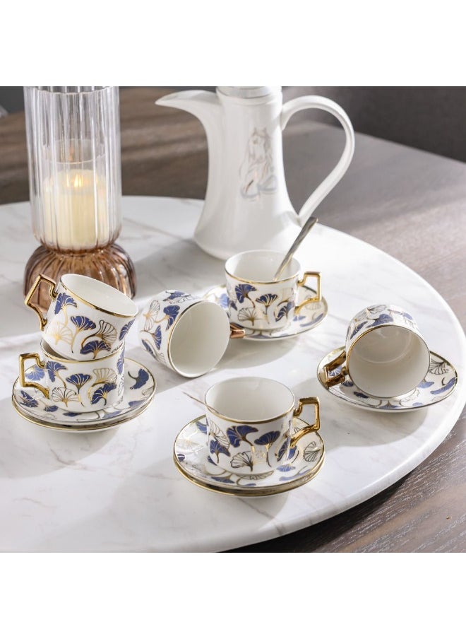 Majestic - Majestic Ginkgo 12 Piece New Bone China Coffee Cup Set Elegant and Durable Coffee Cups Perfect for Coffee Tea and Gifting Stylish Set for Home or Office Use 200 ml Serve 6 - Image 1