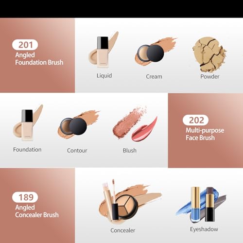 Albeaut Face Makeup Brush Set 6PCS Angled Cream Foundation Liquid Blush Brush Concealer Brush Under Eye Nose Contour Eyeliner Brow Brush - Image 3