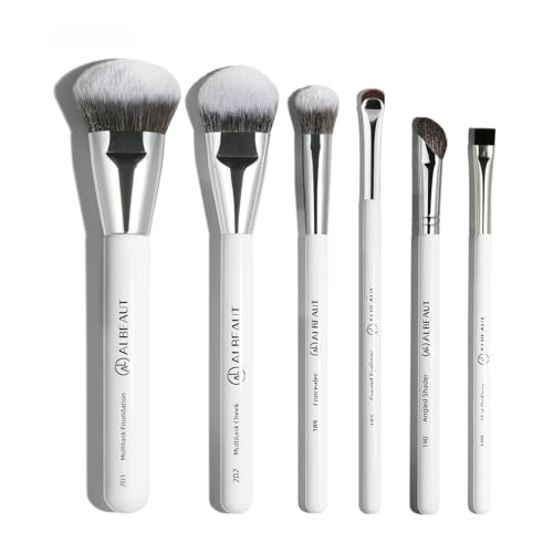 Albeaut Face Makeup Brush Set 6PCS Angled Cream Foundation Liquid Blush Brush Concealer Brush Under Eye Nose Contour Eyeliner Brow Brush - Image 1