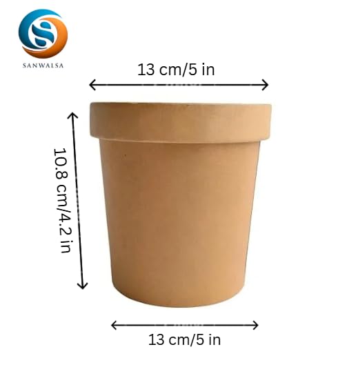 SANWALSA [1000 ml, 10 Count, Brown Disposable Kraft Paper Container with Lid | Eco-Friendly Bowl/Tub for Picnic, Travel, Food Truck | Ideal for Both Hot & Cold Food - Image 2