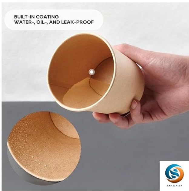SANWALSA [1000 ml, 10 Count, Brown Disposable Kraft Paper Container with Lid | Eco-Friendly Bowl/Tub for Picnic, Travel, Food Truck | Ideal for Both Hot & Cold Food - Image 3