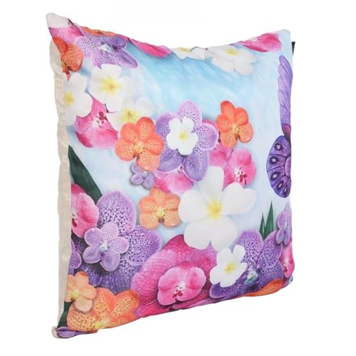 ROMEE Designer Floral, Butterfly Printed Cushion Covers 16 inch x 16 inch Set of 5 | Decorative Square Jute Throw Pillow/Cushion Cover for Living Room, Sofa, Couch, Bedroom (Blue & Orange) - Image 3