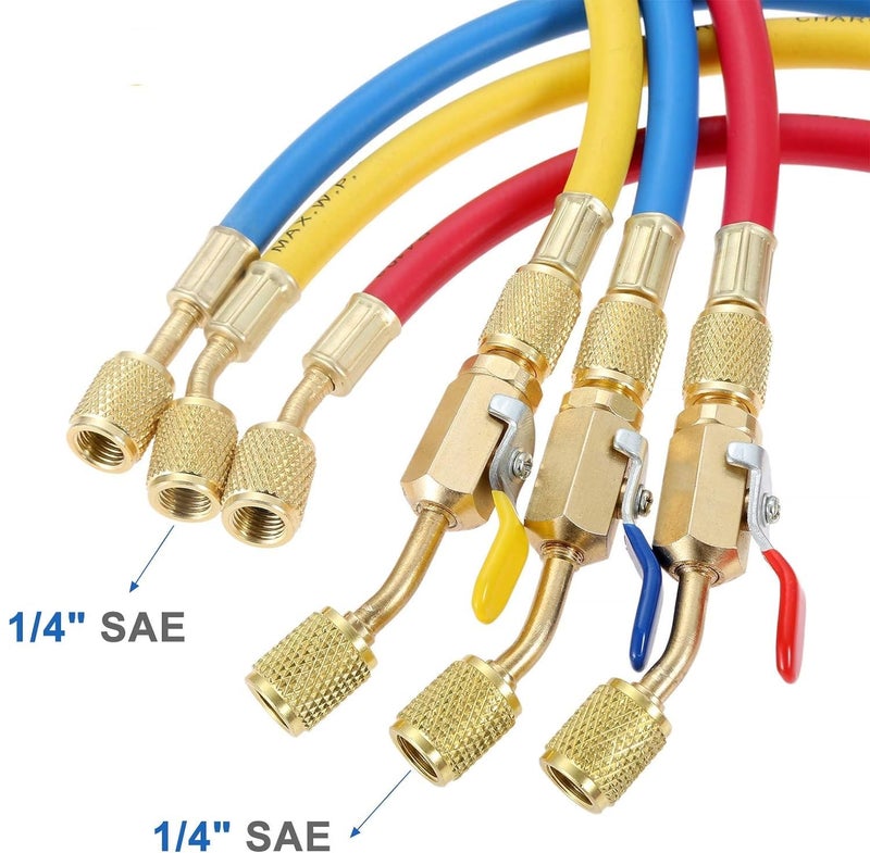 Yellow Jacket Manifold Hose Set, 72 in, Red, Yellow, Blue - Image 2