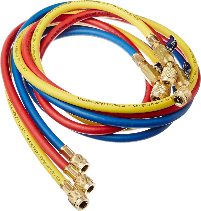 Yellow Jacket Manifold Hose Set, 72 in, Red, Yellow, Blue - Image 1