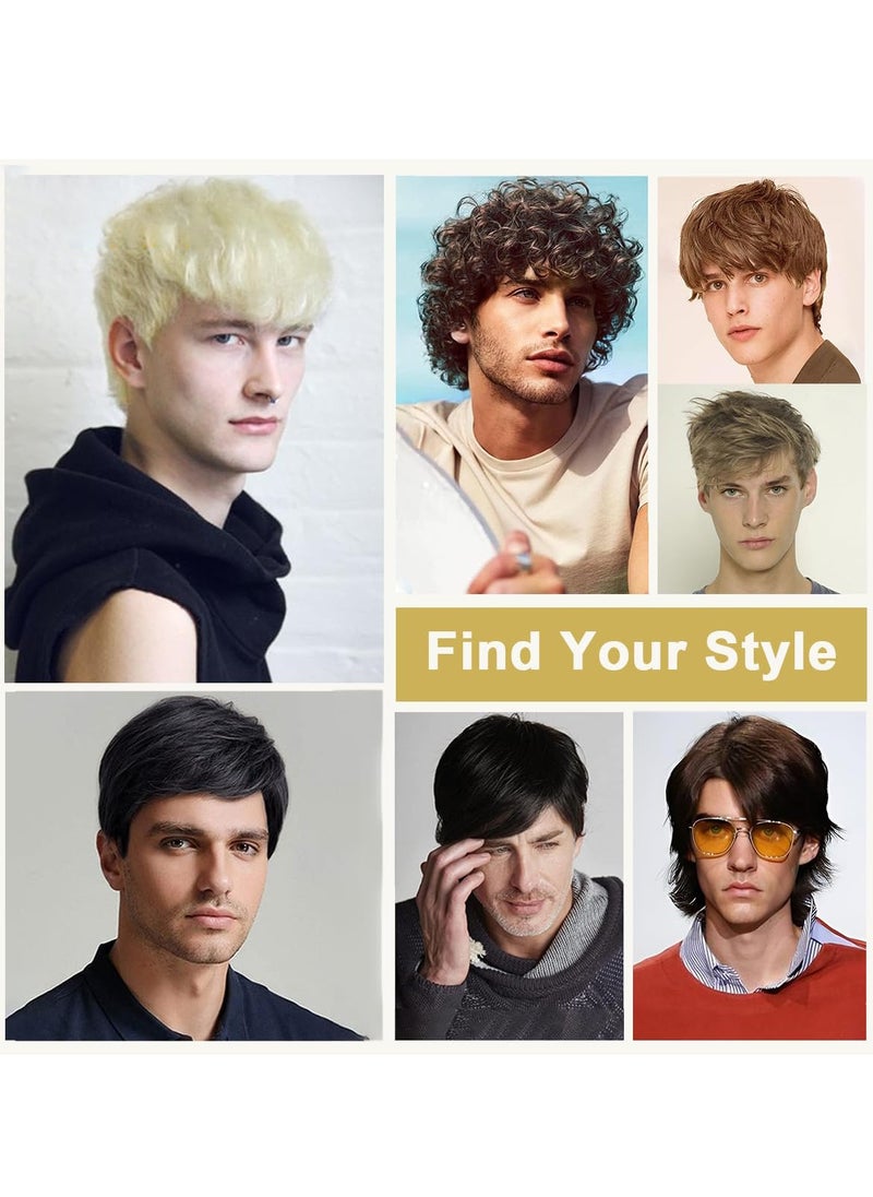 KASTWAVE - Mens Wig Short Hair Wigs for Men 70s 80s Short Wigs for Men Synthetic Hair Wig for Cosplay Halloween Daily Use(White Blonde) - Image 1