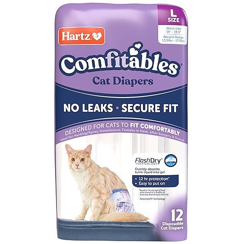 Hartz Comfitables Cat Diapers, Size L 12 Count, Comfortable & Secure Fit, Easy to Put On - Image 1
