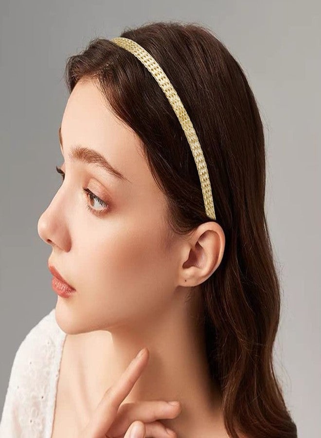 ANBALA 3 Pack Fashion Gold Thin Headbands, Metal Hair Bands for Women's Hair Accessories - Image 3