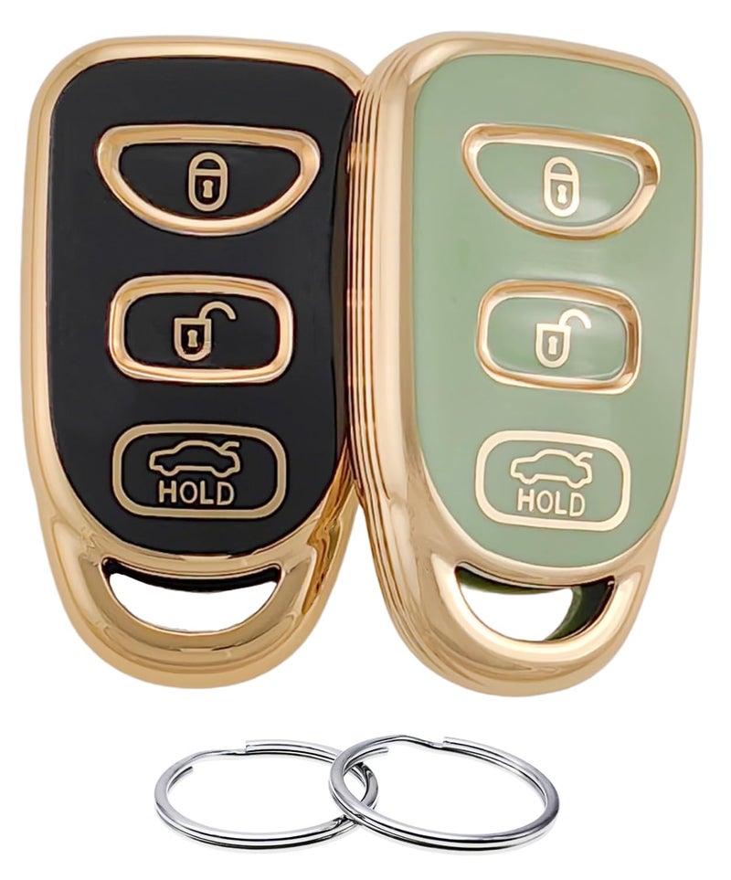 REPROTECTING TPU Key Fob Cover Compatible with Hyundai Accent Elantra Genesis Sonata Kia Forte Optima Rondo Sorento Spectra BlackGreen 4 Buttons
