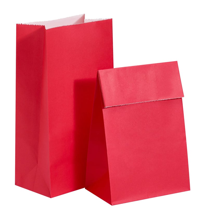 SUNCOLOR 30 Pack Red Paper Bags Party Favor Goodie Bags for Kids Birthday Valentines Day Christmas