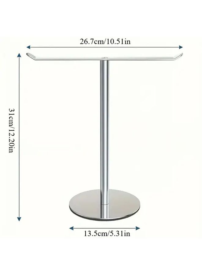 1pc Modern T Shaped Gold Stainless Steel Towel Rack With Freestanding Base And Curved Top Heavy Duty Space Saving Bathroom Kitchen Organizer Sturdy Towel Holder For Small Spaces Holds Towels Robes Shower Curtains - Image 4
