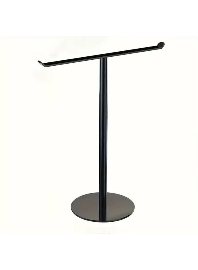 1pc Modern T Shaped Gold Stainless Steel Towel Rack With Freestanding Base And Curved Top Heavy Duty Space Saving Bathroom Kitchen Organizer Sturdy Towel Holder For Small Spaces Holds Towels Robes Shower Curtains - Image 5