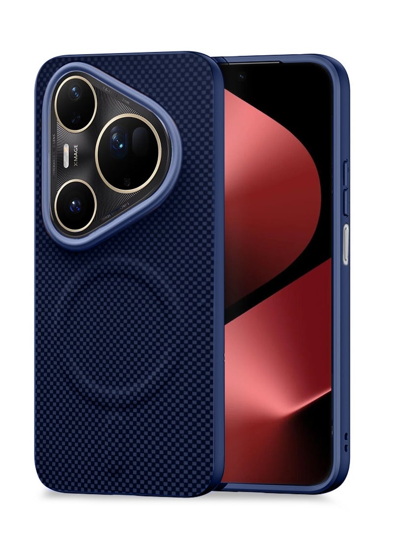 دبليو تيك غطاء هواوي بورا 80 برو + 5G لعام 2025 بقوام متميز من قماش الأراميد المغناطيسي مصمم لغطاء ماغسيف (MCMPMN) - أزرق داكن - Image 1