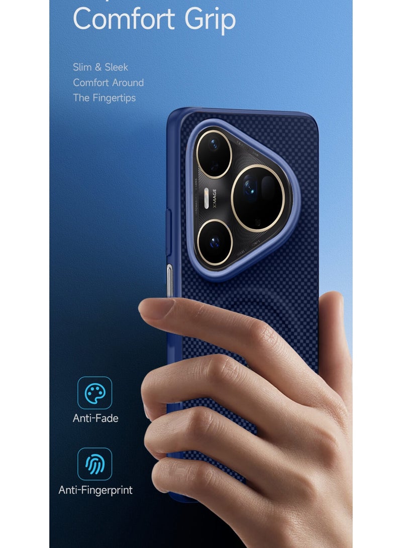دبليو تيك غطاء هواوي بورا 80 برو + 5G لعام 2025 بقوام متميز من قماش الأراميد المغناطيسي مصمم لغطاء ماغسيف (MCMPMN) - أزرق داكن - Image 2