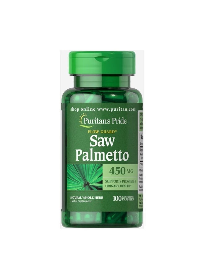Puritan Saw Palmetto 450mg 100 Capsules - Image 2