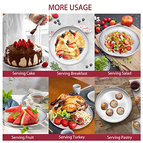 Herogo 13.5 Inch Stainless Steel Round Pizza Pan Plates Set of 4, Large Healthy Pizza Tray Platter for Oven Baking Serving, Dishwasher Safe - Image 4