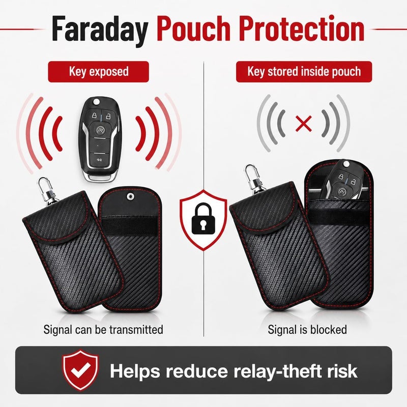 ADVANCEDSIL Steering Wheel Lock with Faraday Signal Blocker Pouch for Car Keys | High-Strength Anti-Cut Reinforced Alloy Steering Wheel Lock & Anti Theft Key Signal Blocker Pouch RFID Blocking Keyless Entry - Image 4