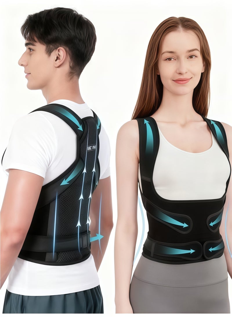 KELIO Adjustable Back & Shoulder Support Brace - Posture Corrector for Men & Women | Relieve Back Pressure & Comfort Fit - Multiple Sizes - Image 1