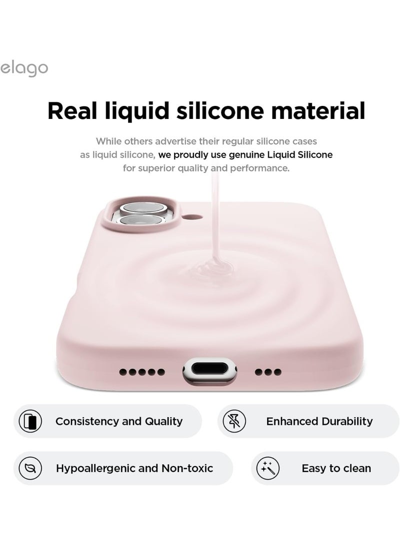 Elago Liquid Silicone for iPhone 16 Plus Case Cover Full Body Protection, Shockproof, Slim, Anti-Scratch Soft Microfiber Lining - Lovely Pink - Image 3