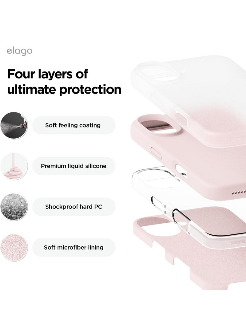 Elago Liquid Silicone for iPhone 16 Plus Case Cover Full Body Protection, Shockproof, Slim, Anti-Scratch Soft Microfiber Lining - Lovely Pink - Image 4