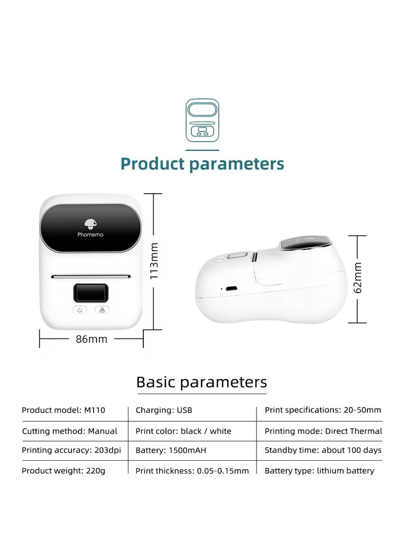 phomemo - Phomemo M110 Label Maker Thermal Printer White - Image 1