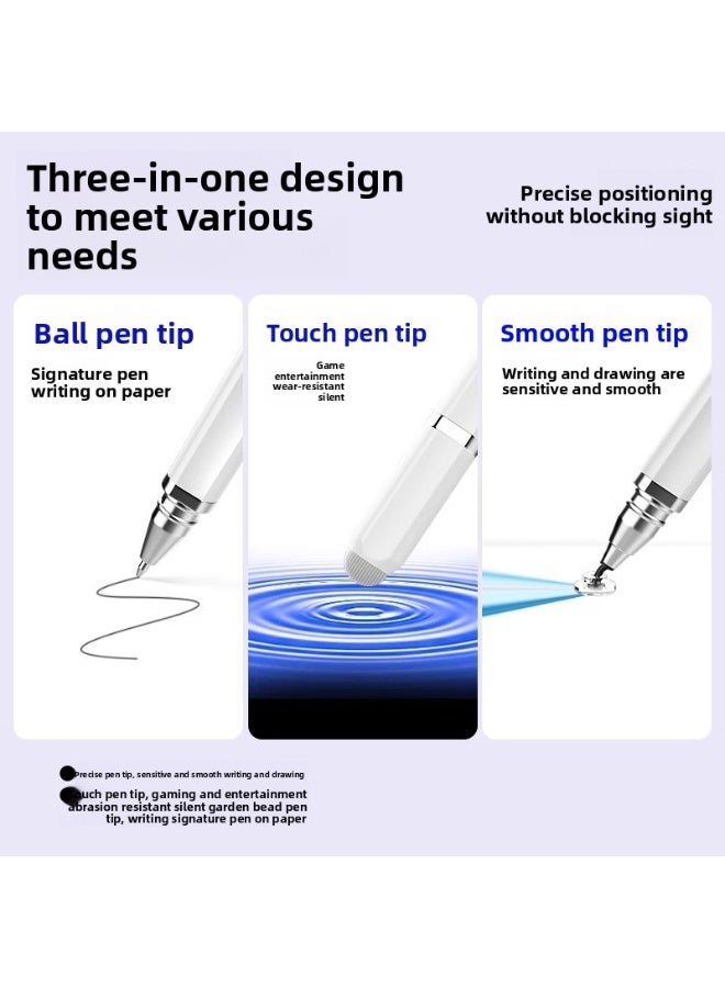 Touch screen pen, mobile phone tablet, universal stylus, drawing pen, dual-ended iPad, touch-screen point-tipped signature pen, 3-in-1 multi-function touch screen pen - Image 3