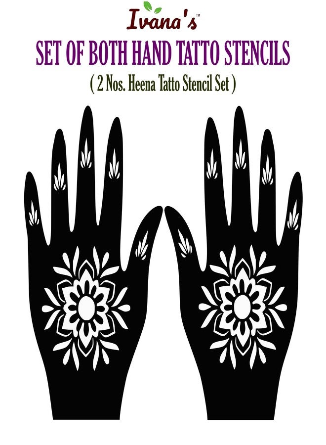 إيفاناز استنسل حناء إيفانا، ملصقات مهندي لليدين بالكامل، أحدث إصدار لليدين (اليسرى واليمنى)، مجموعة من قطعة واحدة، IVH-08 - Image 3