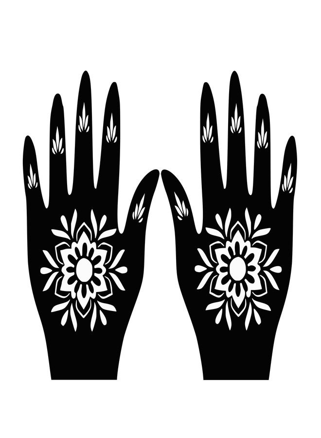 إيفاناز استنسل حناء إيفانا، ملصقات مهندي لليدين بالكامل، أحدث إصدار لليدين (اليسرى واليمنى)، مجموعة من قطعة واحدة، IVH-08 - Image 1