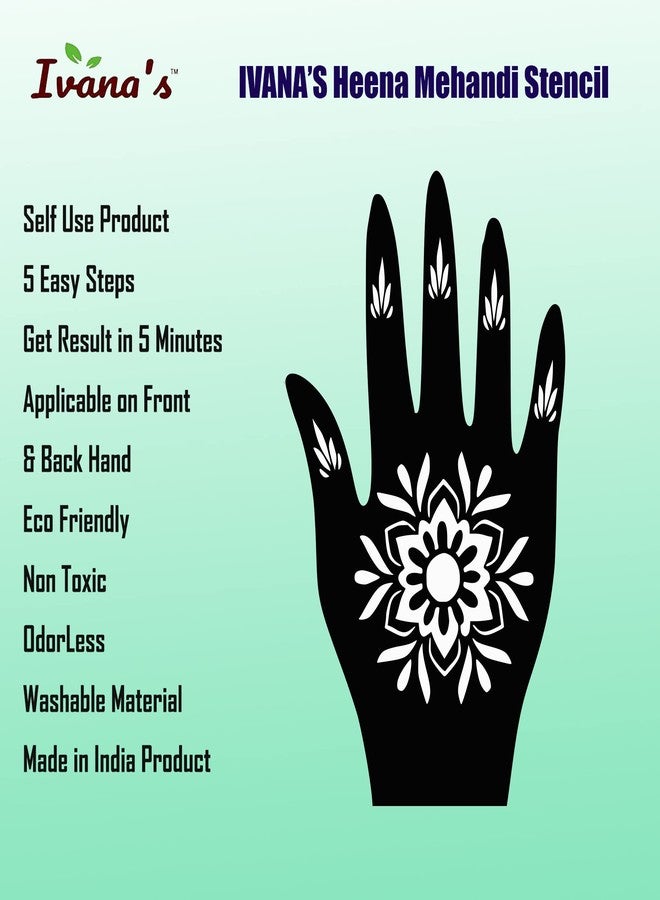 إيفاناز استنسل حناء إيفانا، ملصقات مهندي لليدين بالكامل، أحدث إصدار لليدين (اليسرى واليمنى)، مجموعة من قطعة واحدة، IVH-08 - Image 5