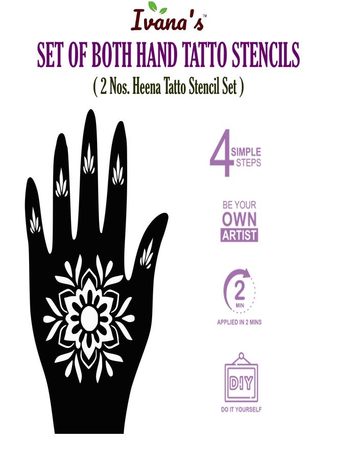 إيفاناز استنسل حناء إيفانا، ملصقات مهندي لليدين بالكامل، أحدث إصدار لليدين (اليسرى واليمنى)، مجموعة من قطعة واحدة، IVH-08 - Image 4