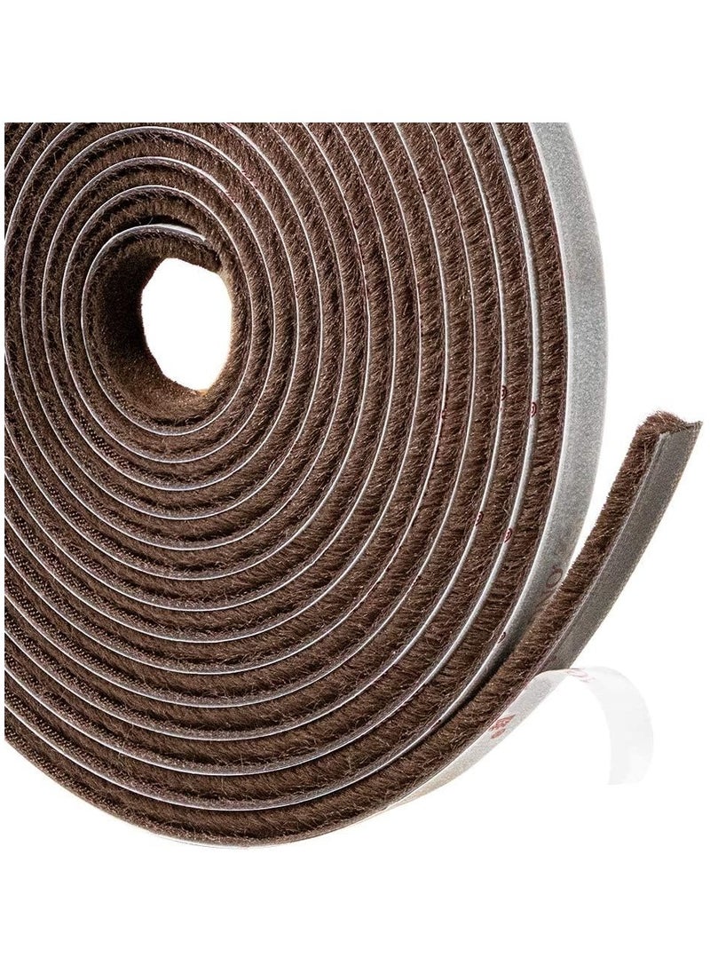 Zimtal Brush Weather Seal Strip for Sliding Windows/Doors Frame Side, Pile Self Adhesive Weatherstrip Seal Tape for Door Draft Stopper, SoundProof Winter Insulation, Size (9mm*9mm, Brown)  - Image 1