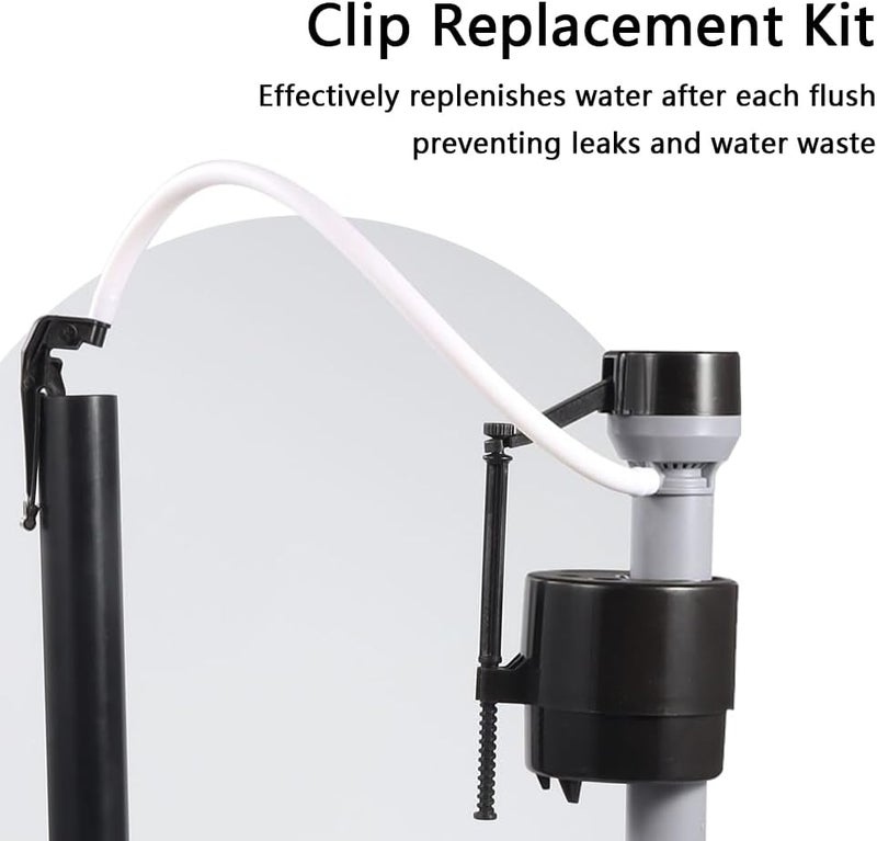 TWZKXC 2 Pack Toilet Refill Tube and Clip Replacement, Compatible with 218, 400A, 200A, 100, 200 and Most Other Valves, Toilet Repair Kit Inside Tank, Plastic and Rubber, White - Image 3