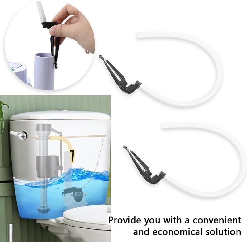 TWZKXC 2 Pack Toilet Refill Tube and Clip Replacement, Compatible with 218, 400A, 200A, 100, 200 and Most Other Valves, Toilet Repair Kit Inside Tank, Plastic and Rubber, White - Image 2