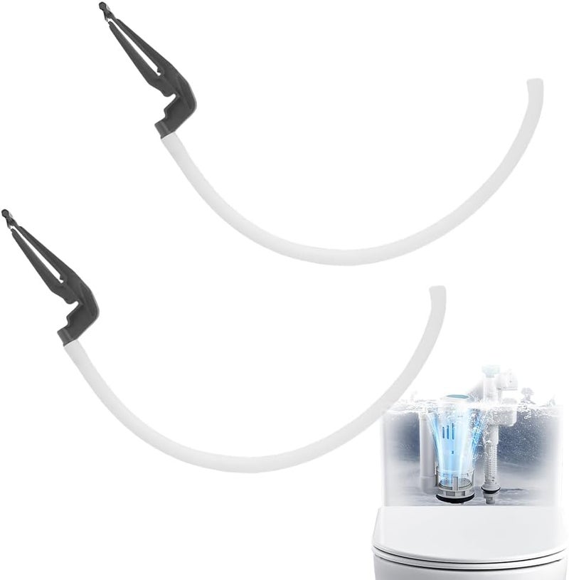 TWZKXC 2 Pack Toilet Refill Tube and Clip Replacement, Compatible with 218, 400A, 200A, 100, 200 and Most Other Valves, Toilet Repair Kit Inside Tank, Plastic and Rubber, White - Image 1