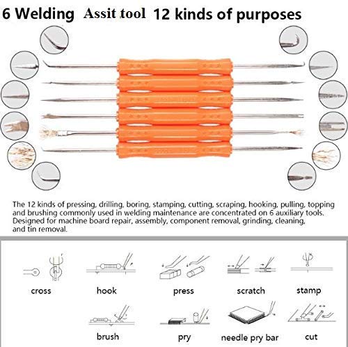 Wynhard Soldering Iron Kit Set 60W 220V Automatic Soldering Iron Kit Adjustable Temperature Control with 5 Bits Desoldering Pump Tweezers Tin Wire Tube Stand 6 Aid Tools in Carry Bag Soldering Machine - Image 3